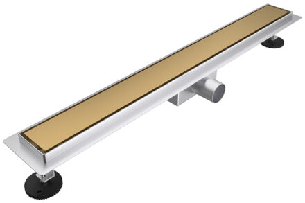 FortiFura Galeria douchegoot - 50cm - gesloten rooster - vloerflens - Geborsteld Messing PVD (Goud) SW720437/SW1075310 Messing geborsteld (goud)