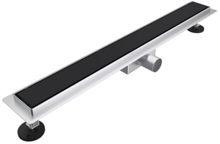 FortiFura Galeria douchegoot 80cm - gesloten rooster - vloerflens - mat zwart SW679910/SW1075324 Zwart mat