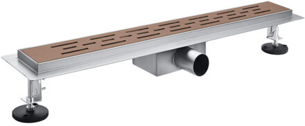 FortiFura Galeria douchegoot - 80cm - met vloerflens - met rooster - Geborsteld koper PVD (Koper) SW679910 / SW956231 Koper geborsteld