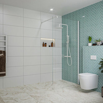 FortiFura Galeria inloopdouche - 100x200cm - helder glas - wandarm - mat wit SW797915/SW797906 Wit mat