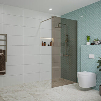 FortiFura Galeria inloopdouche - 100x200cm - rookglas - wandarm - Geborsteld Gunmetal PVD SW797940/SW797907 Gunmetal geborsteld (antraciet)