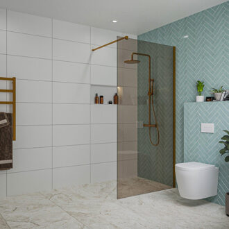 FortiFura Galeria inloopdouche - 100x200cm - rookglas - wandarm - Geborsteld koper PVD (Koper) SW797940/SW876702 Koper geborsteld