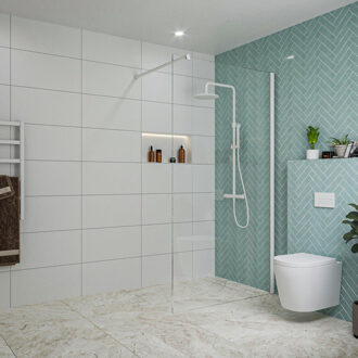 FortiFura Galeria inloopdouche - 110x200cm - helder glas - wandarm - mat wit SW915250/SW797906 Wit mat