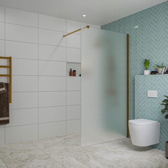 FortiFura Galeria inloopdouche - 110x200cm - mat glas - wandarm - Geborsteld koper PVD (Koper) SW915251/SW876702 Koper geborsteld