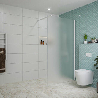 FortiFura Galeria inloopdouche - 110x200cm - mat glas - wandarm - mat wit SW915251/SW797906 Wit mat