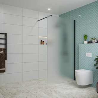 FortiFura Galeria inloopdouche - 110x200cm - mat glas - wandarm - mat zwart SW915251/SW797905 Zwart mat