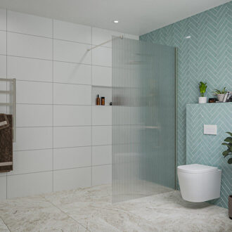 FortiFura Galeria inloopdouche - 110x200cm - ribbelglas - wandarm - Geborsteld RVS PVD (RVS) SW915253/SW797908 RVS geborsteld