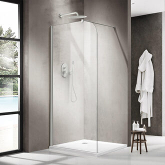 FortiFura Galeria Inloopdouche - 120x200cm - afgeronde glaswand - helder glas - wandarm - mat wit SW1418382/SW797906 Wit mat