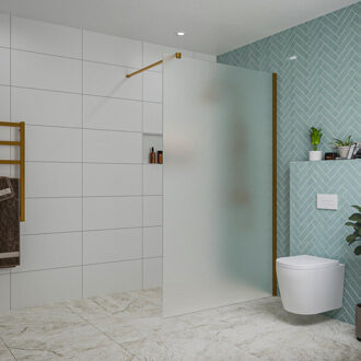 FortiFura Galeria inloopdouche - 120x200cm - mat glas - wandarm - Geborsteld koper PVD (Koper) SW797928/SW876702 Koper geborsteld