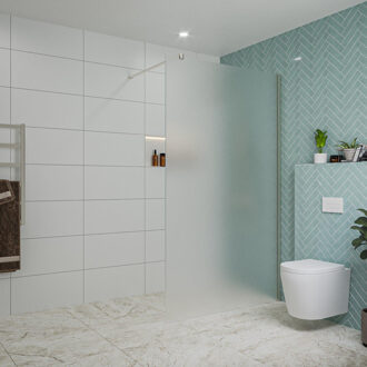 FortiFura Galeria inloopdouche - 120x200cm - mat glas - wandarm - Geborsteld RVS PVD (RVS) SW797928/SW797908 RVS geborsteld