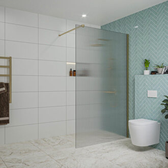 FortiFura Galeria inloopdouche - 120x200cm - ribbelglas - wandarm - Geborsteld Messing PVD (Goud) SW797953/SW797910 Messing geborsteld (goud)