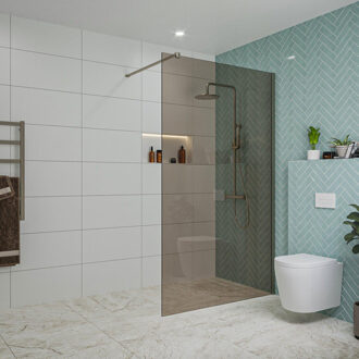 FortiFura Galeria inloopdouche - 120x200cm - rookglas - wandarm - Geborsteld Gunmetal PVD SW797944/SW797907 Gunmetal geborsteld (antraciet)