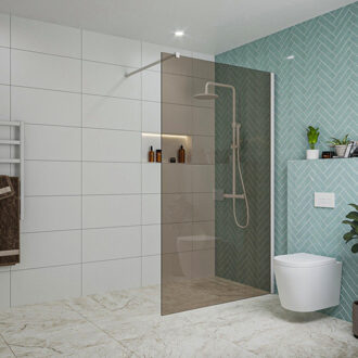 FortiFura Galeria inloopdouche - 120x200cm - rookglas - wandarm - mat wit SW797944/SW797906 Wit mat