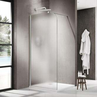 FortiFura Galeria Inloopdouche - 140x200cm - afgeronde glaswand - links - mat glas - wandarm - mat wit SW1418378/SW797906 Wit mat