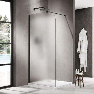 FortiFura Galeria Inloopdouche - 140x200cm - afgeronde glaswand - links - mat glas - wandarm - mat zwart SW1418378/SW797905 Zwart mat