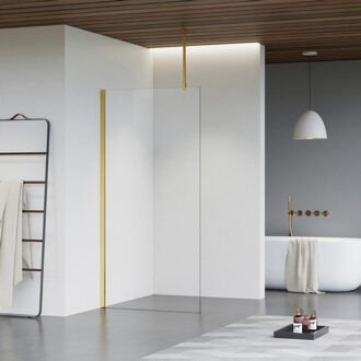 FortiFura Galeria inloopdouche - 140x200cm - helder glas - plafondarm - Geborsteld Messing PVD (Goud) SW797916/SW797910/SW804543 Messing geborsteld (goud)
