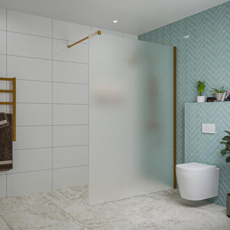 FortiFura Galeria inloopdouche - 140x200cm - mat glas - wandarm - Geborsteld koper PVD (Koper) SW797937/SW876702 Koper geborsteld