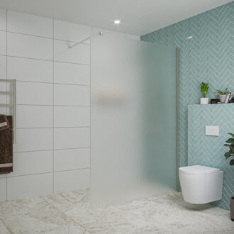 FortiFura Galeria inloopdouche - 140x200cm - mat glas - wandarm - Geborsteld RVS PVD (RVS) SW797937/SW797908 RVS geborsteld