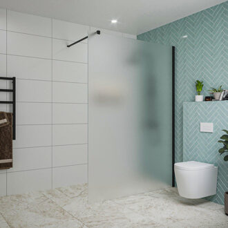 FortiFura Galeria inloopdouche - 140x200cm - mat glas - wandarm - mat zwart SW797937/SW797905 Zwart mat