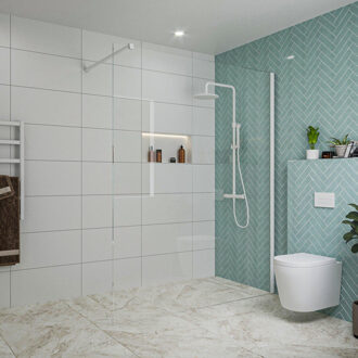 FortiFura Galeria inloopdouche - 160x200cm - helder glas - wandarm - mat wit SW797918/SW797906 Wit mat