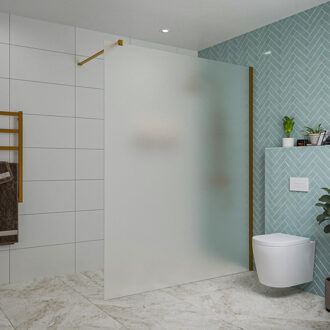 FortiFura Galeria inloopdouche - 160x200cm - mat glas - wandarm - Geborsteld koper PVD (Koper) SW797932/SW876702 Koper geborsteld