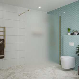 FortiFura Galeria inloopdouche - 160x200cm - mat glas - wandarm - Geborsteld Messing PVD (Goud) SW797932/SW797910 Messing geborsteld (goud)