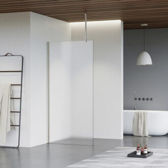 FortiFura Galeria inloopdouche - 180x200cm - mat glas - plafondarm - Geborsteld RVS PVD (RVS) SW797933/SW797908/SW804544 RVS geborsteld