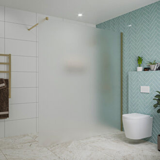 FortiFura Galeria inloopdouche - 180x200cm - mat glas - wandarm - Geborsteld Messing PVD (Goud) SW797933/SW797910 Messing geborsteld (goud)