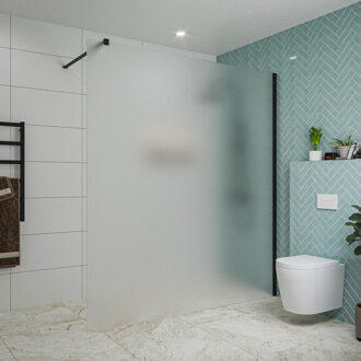 FortiFura Galeria inloopdouche - 180x200cm - mat glas - wandarm - mat zwart SW797933/SW797905 Zwart mat