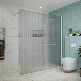 FortiFura Galeria inloopdouche - 180x200cm - ribbelglas - wandarm - mat wit SW797957/SW797906 Wit mat