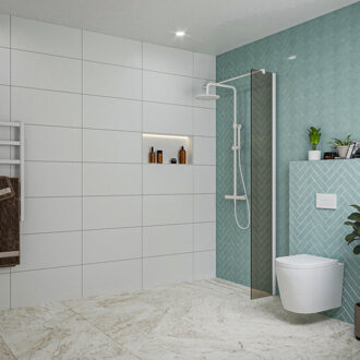 FortiFura Galeria inloopdouche - 30x200cm - rookglas - wandarm - mat wit SW797930/SW797906 Wit mat