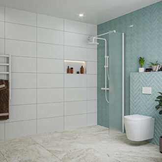 FortiFura Galeria inloopdouche - 40x200cm - mat glas - wandarm - mat wit SW797931/SW797906 Wit mat