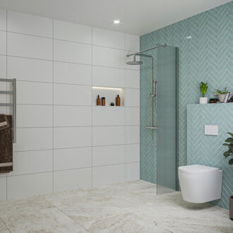 FortiFura Galeria inloopdouche - 40x200cm - ribbelglas - wandarm - chroom SW797948/SW797904