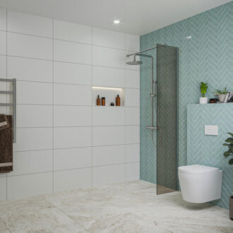 FortiFura Galeria inloopdouche - 40x200cm - rookglas - wandarm - chroom SW797934/SW797904