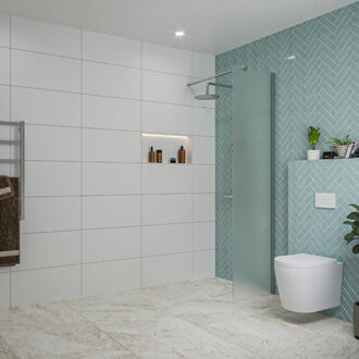 FortiFura Galeria inloopdouche - 50x200cm - mat glas - wandarm - chroom SW797922/SW797904