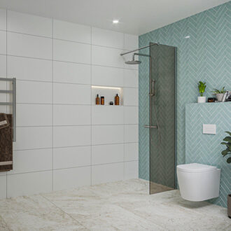 FortiFura Galeria inloopdouche - 50x200cm - rookglas - wandarm - chroom SW797936/SW797904