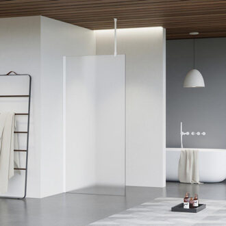 FortiFura Galeria inloopdouche - 60x200cm - mat glas - plafondarm - mat wit SW797923/SW797906/SW804546 Wit mat