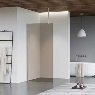 FortiFura Galeria inloopdouche - 60x200cm - rookglas - plafondarm - Geborsteld RVS PVD (RVS) SW797935/SW797908/SW804544 RVS geborsteld