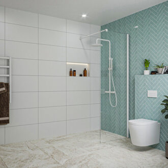 FortiFura Galeria inloopdouche - 70x200cm - helder glas - wandarm - mat wit SW797913/SW797906 Wit mat