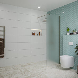 FortiFura Galeria inloopdouche - 70x200cm - mat glas - wandarm - Geborsteld Gunmetal PVD SW797924/SW797907 Gunmetal geborsteld (antraciet)