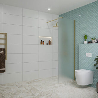 FortiFura Galeria inloopdouche - 70x200cm - mat glas - wandarm - Geborsteld Messing PVD (Goud) SW797924/SW797910 Messing geborsteld (goud)