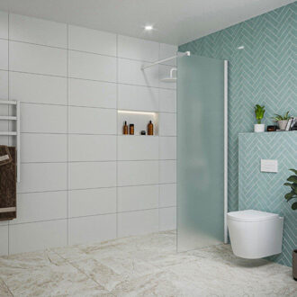 FortiFura Galeria inloopdouche - 70x200cm - mat glas - wandarm - mat wit SW797924/SW797906 Wit mat