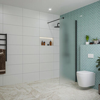 FortiFura Galeria inloopdouche - 70x200cm - mat glas - wandarm - mat zwart SW797924/SW797905 Zwart mat