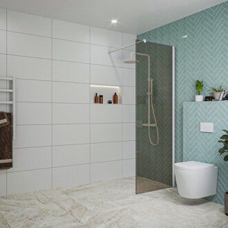 FortiFura Galeria inloopdouche - 70x200cm - rookglas - wandarm - mat wit SW797941/SW797906 Wit mat