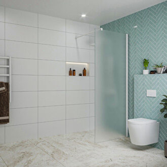 FortiFura Galeria inloopdouche - 80x200cm - mat glas - wandarm - mat wit SW797925/SW797906 Wit mat