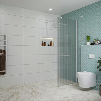 FortiFura Galeria inloopdouche - 80x200cm - ribbelglas - wandarm - mat wit SW797952/SW797906 Wit mat