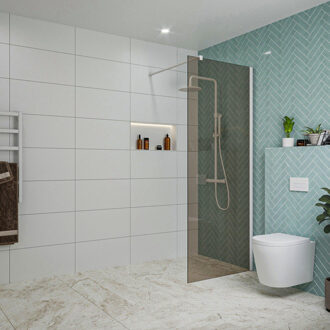 FortiFura Galeria inloopdouche - 80x200cm - rookglas - wandarm - mat wit SW797939/SW797906 Wit mat