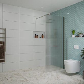 FortiFura Galeria inloopdouche - 90x200cm - ribbelglas - wandarm - Geborsteld Gunmetal PVD SW797951/SW797907 Gunmetal geborsteld (antraciet)