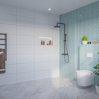 FortiFura Galeria Inloopdouche - mat glas - 30x200cm - 8mm - nano - blind inbouw profiel SW797931 Sw1102415 Glas mat