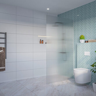 FortiFura Galeria Inloopdouche - ribbel glas - 100x200cm - 8mm - nano - blind inbouw profiel SW797955 SW1102415 Helder geribbeld